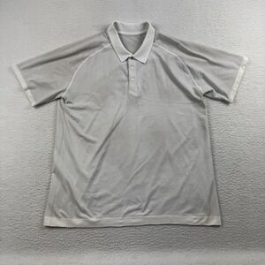 Lululemon Metal Vent Tech Polo Shirt Mens 2XL White Stretch Golf Sportswear